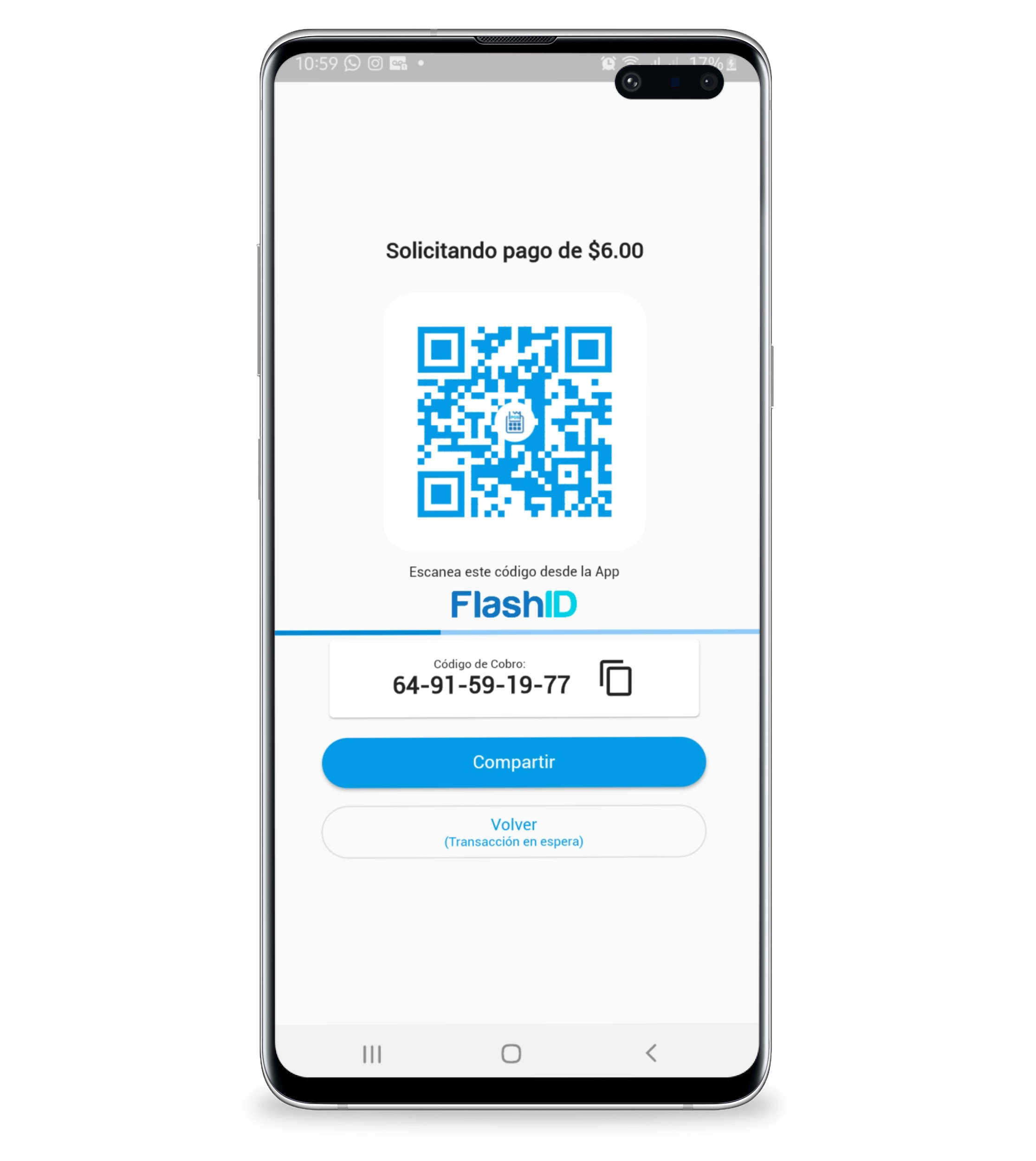 Pantalla de cuenta en FlashID Wallet